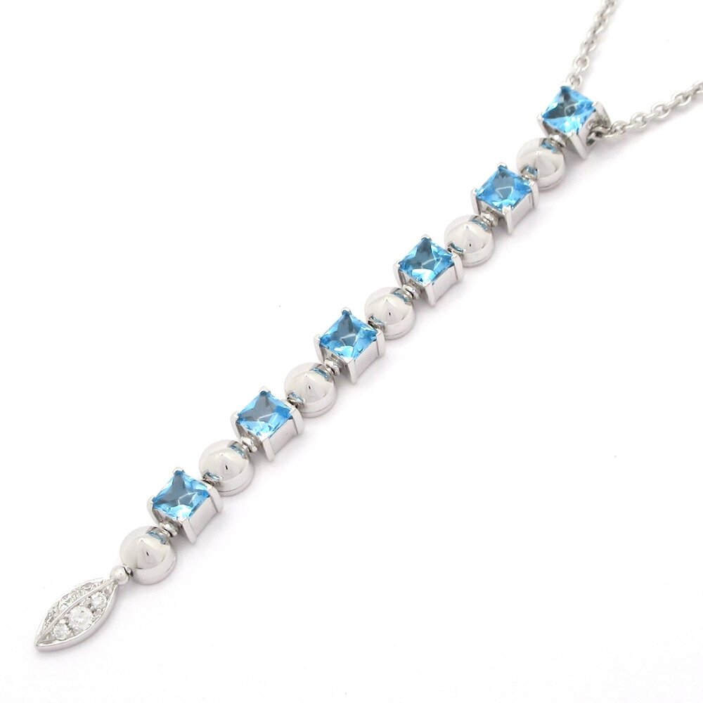 Bvlgari Lucia Necklace 18K White Gold Blue Topaz Diamond